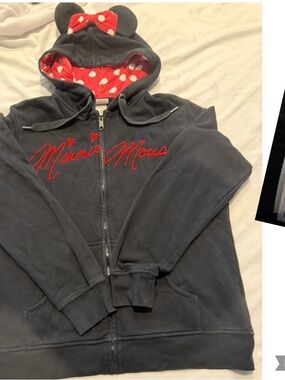 Disney Black Hoodie with Red Polka Dot Lined Hood